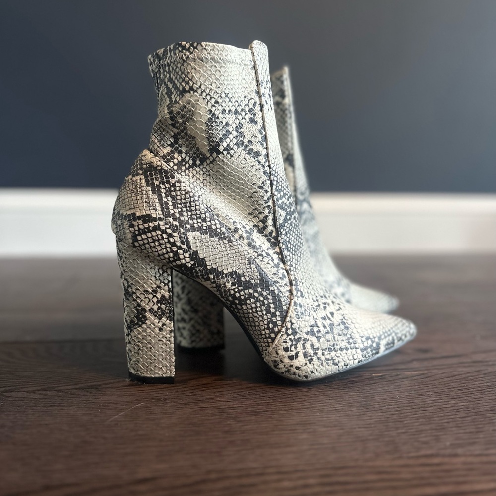 Snake print booties